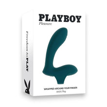 Vibrator dublu pentru deget PLAYBOY Wrapped Around Your Finger, 9 funcții de vibrație, rezistent la apă, verde