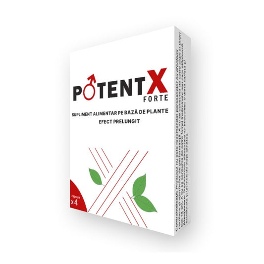 Capsule POTENTX Forte, pentru susținerea potenței, erecției, libidoului și vitalității masculine, 4 capsule