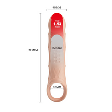 Manșon PRETTY LOVE Brad Flesh, cu mini vibrator, pentru extensia și îngroșarea penisului, inel pentru testicule, +4 cm în lungime, culoarea pielii