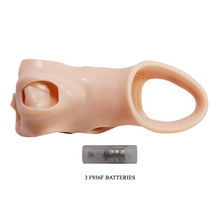 Manșon PRETTY LOVE Brad Flesh, cu mini vibrator, pentru extensia și îngroșarea penisului, inel pentru testicule, +4 cm în lungime, culoarea pielii