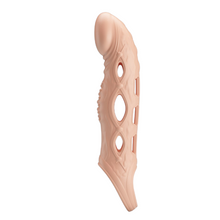 Manșon PRETTY LOVE Brad Flesh, cu mini vibrator, pentru extensia și îngroșarea penisului, inel pentru testicule, +4 cm în lungime, culoarea pielii
