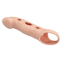 Manșon PRETTY LOVE Brad Flesh, cu mini vibrator, pentru extensia și îngroșarea penisului, inel pentru testicule, +4 cm în lungime, culoarea pielii
