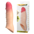 Manșon PRETTY LOVE Damell, pentru extensia și îngroșarea penisului, inel pentru testicule, din TPE moale, 19.8 cm, culoarea pielii