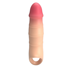 Manșon PRETTY LOVE Damell, pentru extensia și îngroșarea penisului, inel pentru testicule, din TPE moale, 19.8 cm, culoarea pielii
