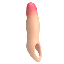 Manșon PRETTY LOVE Damell, pentru extensia și îngroșarea penisului, inel pentru testicule, din TPE moale, 19.8 cm, culoarea pielii