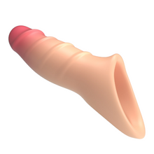 Manșon PRETTY LOVE Damell, pentru extensia și îngroșarea penisului, inel pentru testicule, din TPE moale, 19.8 cm, culoarea pielii