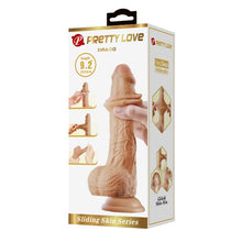 Dildo realist cu testicule PRETTY LOVE Draco, cu material flexibil care imită pielea, bază cu ventuză, 23.3 cm, culoarea pielii