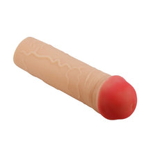 Manșon PRETTY LOVE Bunion, pentru extensia și îngroșarea penisului, cu inel pentru testicule, +2.5 cm în lungime, culoarea pielii