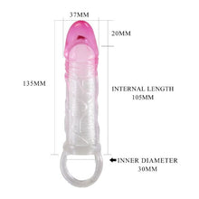 Manșon realist PRETTY LOVE Odes, pentru extensia și îngroșarea penisului, inel pentru testicule, din TPR , +2 cm, culoare roz