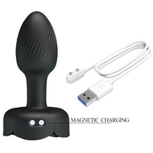 Vibrator anal PRETTY LOVE Olman, bază cu lumini LED, 10 funcții de vibrație, rezistent la apă, diametru 3 cm, negru