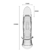 Manșon PRETTY LOVE Penis Sleeve, pentru extensia și îngroșarea penisului, inel pentru testicule, +4 cm în lungime, transparent