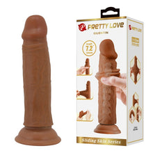 Dildo realist PRETTY LOVE Quentin, cu material flexibil care imită pielea, bază cu ventuză, 18.4 cm, maro