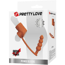 Manșon pentru penis cu plug anal PRETTY LOVE Rilley Penis Sleeve, din TPE, rezistent la apă, culoarea pielii