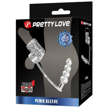 Manșon pentru penis cu plug anal PRETTY LOVE Rilley Penis Sleeve, din TPE, rezistent la apă, transparent