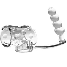 Manșon pentru penis cu plug anal PRETTY LOVE Rilley Penis Sleeve, din TPE, rezistent la apă, transparent