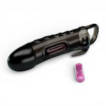 Manșon vibrator PRETTY LOVE Sloane Rabbit, cu mini vibrator, pentru extensia și îngroșarea penisului, inel pentru testicule, negru, 18.7 cm