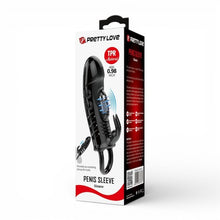Manșon vibrator PRETTY LOVE Sloane Rabbit, cu mini vibrator, pentru extensia și îngroșarea penisului, inel pentru testicule, negru, 18.7 cm