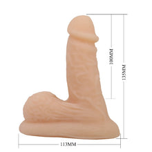 Dildo realist cu testicule PRETTY LOVE Wildon, material care imită pielea, bază cu ventuză, 13.5 cm, culoarea pielii