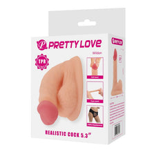 Dildo realist cu testicule PRETTY LOVE Wildon, material care imită pielea, bază cu ventuză, 13.5 cm, culoarea pielii