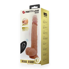 Vibrator cu telecomandă PRETTY LOVE Jonathan, design realist cu testicule, din material flexibil care imită pielea, bază cu ventuză, 21 cm, culoare maro