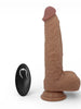 Vibrator cu telecomandă PRETTY LOVE Jonathan, design realist cu testicule, din material flexibil care imită pielea, bază cu ventuză, 21 cm, culoare maro