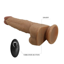 Vibrator cu telecomandă PRETTY LOVE Jonathan, design realist cu testicule, din material flexibil care imită pielea, bază cu ventuză, 21 cm, culoare maro