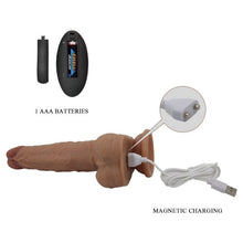 Vibrator cu telecomandă PRETTY LOVE Jonathan, design realist cu testicule, din material flexibil care imită pielea, bază cu ventuză, 21 cm, culoare maro