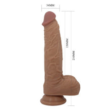 Vibrator cu telecomandă PRETTY LOVE Jonathan, design realist cu testicule, din material flexibil care imită pielea, bază cu ventuză, 21 cm, culoare maro