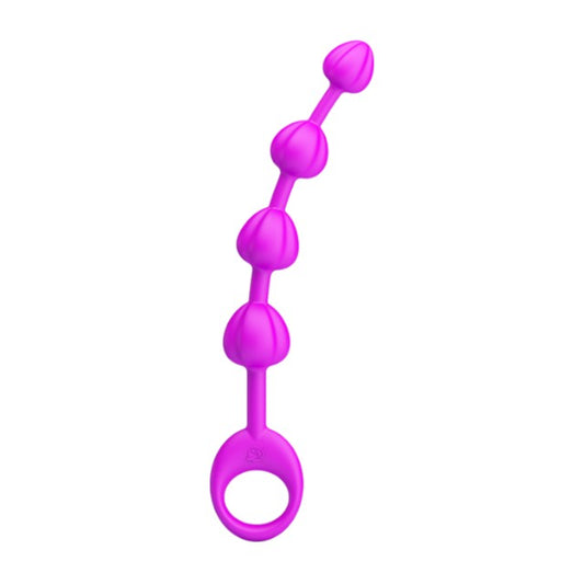 Rozariu anal PRETTY LOVE Beeds, cu inel pentru extracție ușoară, lungime 19.5 cm, diametre progresive 1.7 – 2.3 cm, mov