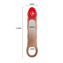 Manșon PRETTY LOVE Brad Brown, cu mini vibrator, pentru extensia și îngroșarea penisului, inel pentru testicule, +4 cm în lungime, culoarea maro