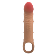 Manșon PRETTY LOVE Brad Brown, cu mini vibrator, pentru extensia și îngroșarea penisului, inel pentru testicule, +4 cm în lungime, culoarea maro