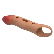 Manșon PRETTY LOVE Brad Brown, cu mini vibrator, pentru extensia și îngroșarea penisului, inel pentru testicule, +4 cm în lungime, culoarea maro