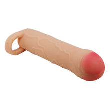 Manșon PRETTY LOVE Bunion, pentru extensia și îngroșarea penisului, cu inel pentru testicule, +2.5 cm în lungime, culoarea pielii
