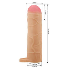 Manșon PRETTY LOVE Bunion, pentru extensia și îngroșarea penisului, cu inel pentru testicule, +2.5 cm în lungime, culoarea pielii