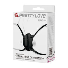 Ham cu vibrator PRETTY LOVE Carter, cu curele reglabile și vibrator bullet detașabil, 12 funcții de vibrație, negru