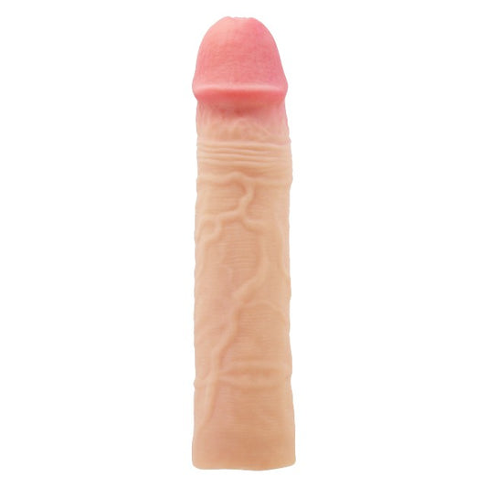 Manșon realist PRETTY LOVE CHELSEA, pentru extensia penisului, material moale și rezistent la apă, 22.5 cm, culoarea pielii