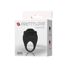 Inel pentru penis PRETTY LOVE Chester, cu vibrator bullet inclus, din silicon, diametru 3 cm, negru