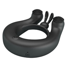 Inel vibrator pentru penis PRETTY LOVE DAHLIA, din silicon moale, cu 12 funcții de vibrație, culoare negru