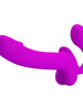 Dildo dublu PRETTY LOVE KELPIE, strap-on fără ham, cu funcție de ejaculare, culoare mov, lungime 25 cm