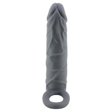 Manșon PRETTY LOVE Realistic Penis Sleeve, pentru extensia penisului, cu inel pentru testicule, din TPR, lungime 18 cm, gri