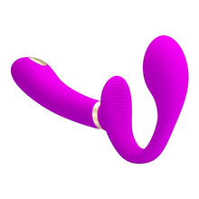 Vibrator dublu PRETTY LOVE Thunderbird, strap-on fără ham, 3 funcții de electroșoc, control prin telecomandă, roz, 22.5 cm