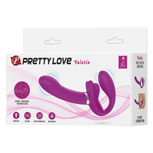 Vibrator dublu PRETTY LOVE VALERIE, strap-on fără ham, 12 funcții de vibrație, culoare roz, lungime 19.2 cm