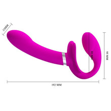 Vibrator dublu PRETTY LOVE VALERIE, strap-on fără ham, 12 funcții de vibrație, culoare roz, lungime 19.2 cm