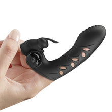 Vibrator rabbit pentru deget PRETTY LOVE Vance Honey Finger, pentru clitoris și punctul G, 10 funcții de vibrații, negru