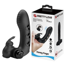 Vibrator rabbit pentru deget PRETTY LOVE Vance Honey Finger, pentru clitoris și punctul G, 10 funcții de vibrații, negru
