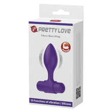 Plug anal PRETTY LOVE Vibra Butt Plug, cu vibrator bullet inclus, 10 funcții de vibrație, diametru 2.7 cm, mov
