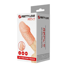 Manșon pentru penis PRETTY LOVE Becks, pentru îngroșare și stimulare intensă, texturat, cu striații, culoarea pielii, 8 cm