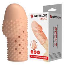 Manșon pentru penis PRETTY LOVE Becks, pentru îngroșare și stimulare intensă, texturat, cu striații, culoarea pielii, 8 cm