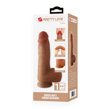 Dildo realistic PRETTY LOVE Curtis, cu testicule și ventuză, material moale și flexibil, lungime inserabilă 12.5 cm, diametru 4.2 cm, culoare naturală