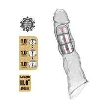 Manșon modular PRETTY LOVE Extension Penis Sleeve, pentru extensia penisului, cu 3 lungimi ajustabile, lungime maximă 28 cm, transparent